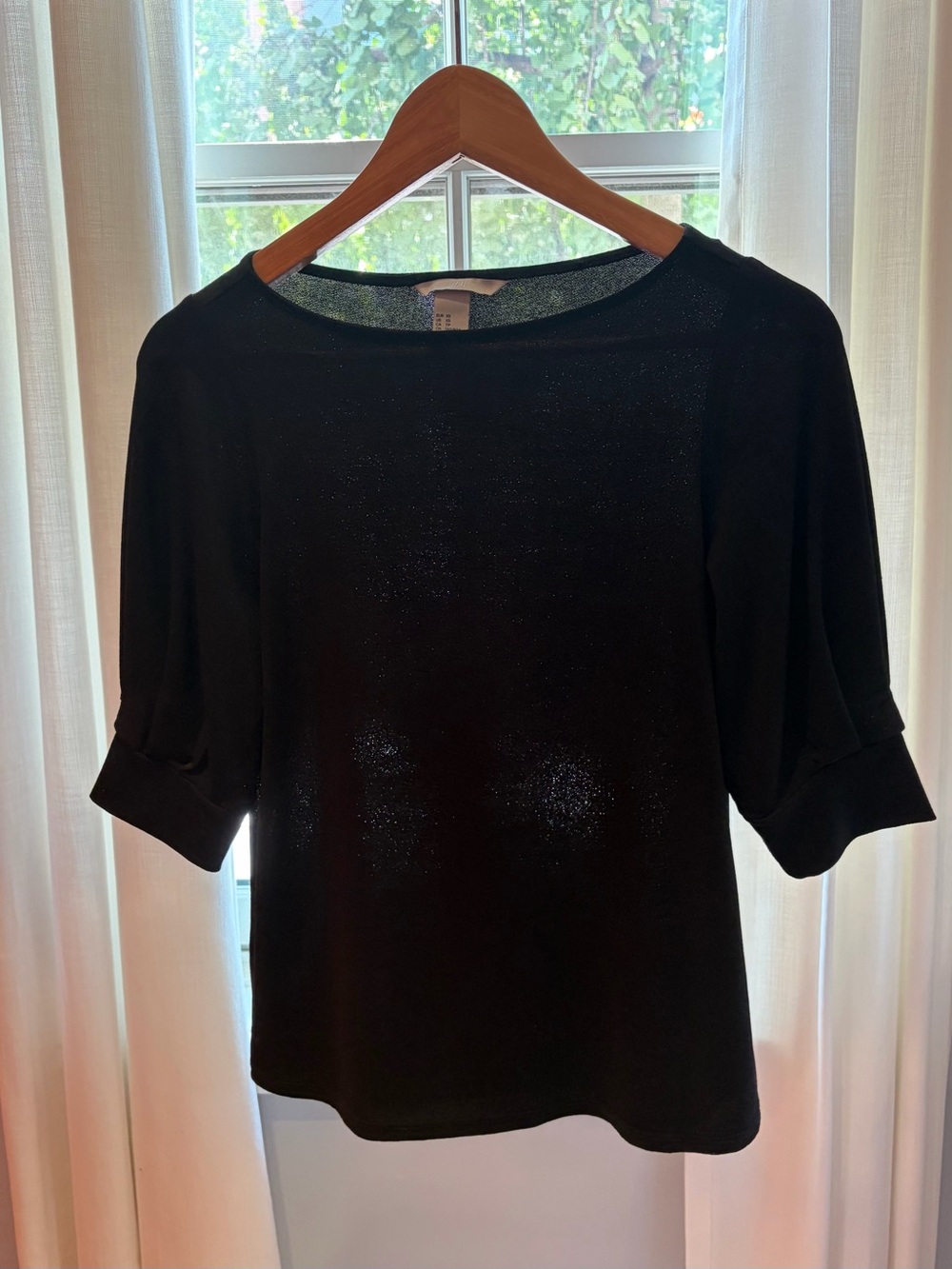 Really Cute H&M Pleated Sleeve Top (Black)